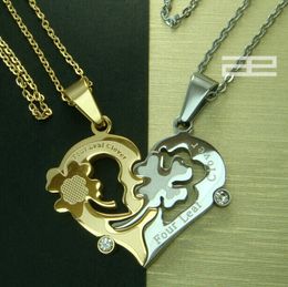 The Lucky Four Leaf Clover for Couples Set Stainless Steel Chain Necklace N149