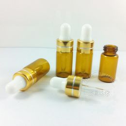 Free Shipping 100pcs/lot 3ml Eye Dropper Bottle Amber Essential Oil Bottle/Vials with Glass Dropper