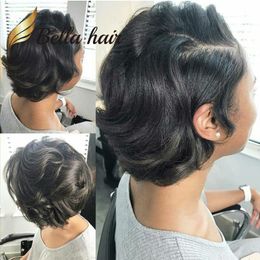 Short Curly Lace Front Bob Cut Hairstyles Human Hair Full Lace Wig For Black Women Bellahair