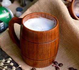 by DHL or EMS 50 pcs Heatproof Classical Wood Work Wooden Beer Tea Coffee Cup Mug Eco-friendly 400ml For Gatherings Party