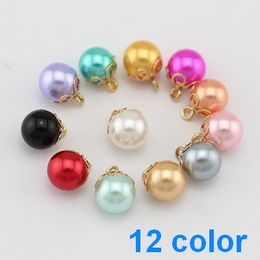 Hot wholesale DIY Jewellery bracelet necklace Charms Fashion Accessories 300pcs/lot 11mm Imitation Pearl 12 Colour Cufflinks Button Buckle