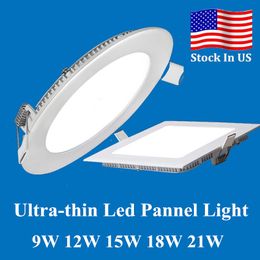 9W/12W/15W/18W/21W LED Panel lights Recessed Downlights Lamp Round/Square Led lights for indoor lights 85-265V + Led Driver