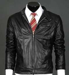 Latest men leather jackets concise slim fit jackets casual Leather short jackets double slant pocktes below s-3xl honest sale
