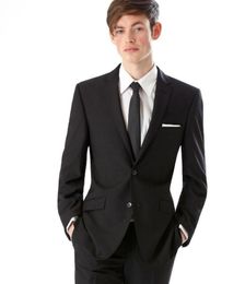 Handsome men high quality two-piece ball gown pure black two grain of buckle custom lapel suit (jacket + pants + tie)