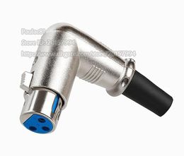 Connectors, 90 degree Right Angled Microphone XLR 3Pin Female MIC plug Connector/2pcs