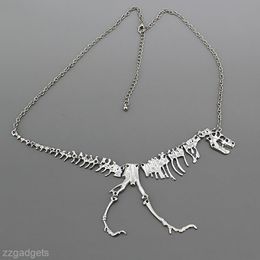 Popular Women Jewelry Alloy Dinosaur Fossil Skeleton Bone Chain Necklace Pendant #R571