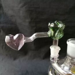 Heart-shaped rose glass straw, Wholesale Glass Bongs, Glass Water Pipe, Hookah, Smoking Accessories,