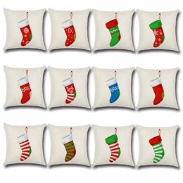 Hot Cartoon Christmas Stocking Printing Pillow Cases XMAS Gfit Home Sofa Decorative Pillow Case Kids Gift YLCM