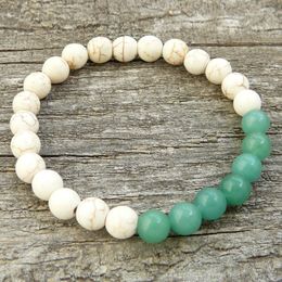 SN0334 New Bohemia Jewelry Wholesale Women Mens Unisex Bracelet Meditation Yoga beaded howlite Green Aventurine bracelet