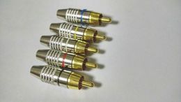 100pcs 5 colors Metal soldering RCA Plug Audio Male Connector adapter