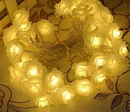 LED Flower Fairy Lights 20LED Rose Flower String Light Wedding Garden Party Christmas Decoration guirnalda luces rosa blanca