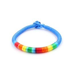 Rainbow Korea Style Friendship Bracelet Bohemia Wrap Cotton Woven Thin Cute Bracelets for Kids 10 Colors