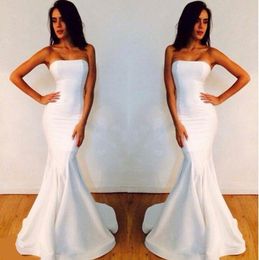 Evening Dresses Strapless Long White Mermaid Michael Costello Formal Gowns