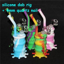 Silicone smoking pipe Hand Spoon Pipes Hookah Bongs multi Colours silicon oil rigs with quartz nails dab tool VS twisty glass blunt