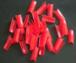 -500 teile / sack rote farbe diy zu hause künstliche französische maniküre nagelspitzen gefälschte falsche nails tipps