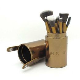 12 PCS Makeup Brush Set+Cup Holder Professional 12 pcs Makeup Brushes Set Cosmetic Brushes With golden Cylinder Cup Holder DHL free