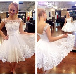 2016 summer Women Cheap Price Real picture New Short evening Prom Dresses Scoop White Ivory Sexy Pearls Organza Prom Dress Homecoming dress