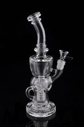 Real Picture Glass Bongs Bent Type Glass Water Pipes Fab Egg Smoking Pipe Recycler Oil Rigs birdcage perc with 14 mm joint