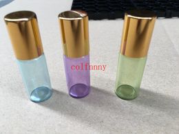 100pcs/lot Fast Shipping 3ml 5ml Glass Roll On Bottle Perfume Glass Vials Essential Oil Bottle with Stainless Steel Roller Ball