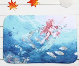 40*60cm Mermaid Bath Mats Anti-Slip Rugs Coral Fleece Water Carpet For Bathroom Bedroom Doormat Online