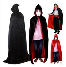 Halloween cosplay costume party cape Red collar double layer vampire capes god of death cloak for Adult children Harries Pott hooded cloaks