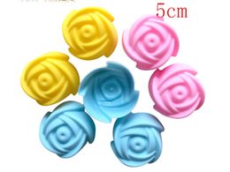 500pcs/lot 5cm Rose Flower Cake Mold Pudding Grade Silicone Cake Mold Cupcake Mold Baking Mould Bakeware tool