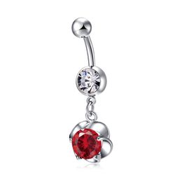 4 Colours New Stainless Steel Belly Button Rings Navel Rings CZ Flower Body Piercing Bars Jewlery for Women's Bikini Fashion Jewellery