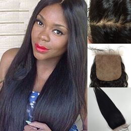 Human Hair Silk Closure 4x4 inch Straight Chinese/Mongolian Virgin Hair Lace Closure Can be Dyed silk-017