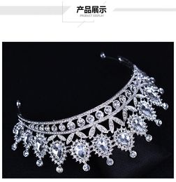 Luxury Silver Crystals Wedding Crowns Beaded Bridal Tiaras Rhinestone Head Pieces Headband Cheap Hair Accessories Pageant Crown251T