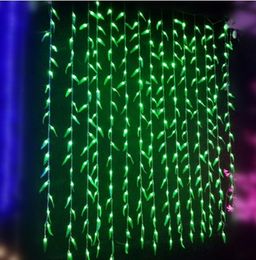 120 LEDS 4m*0.6m Artificial Salix Leaf Vine Wedding Curtain Light for Home Garden Luminaries LED Decoration Christmas Lights AC 110v-240V