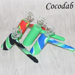 Mini Hammer Bongs Water Pipes 18.8mm Joint Silicone Hammer Percolator Bubbler Smoking Pipes silicone blunt bongs Recycler Hookahs