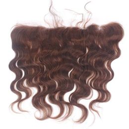 Colour 4 Brown 13x4 Lace Frontal Closure With Hair Bundles Peruvian Hair Body Wave