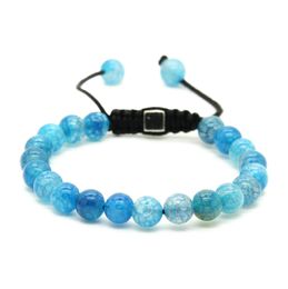 Wholesale 10pcs/lot Mens Jewellery 8mm Natural Blue and Orange Dragon Veins Stone Beads Macrame Braided Lucky Bracelets