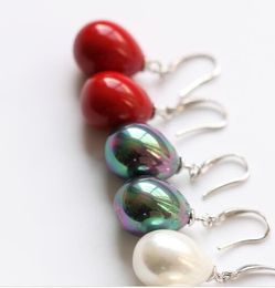 925 sterling silver earrings color black pearl shell pearl white color red shell pearl has contracted female temperament big drop earrings