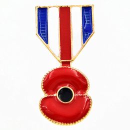 Gold Plated UK Hot Selling Poppy Flower Brooch The British Legion Badge Elegant Poppy brooch Souvenir For British Remembrance Day