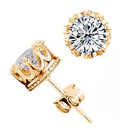 925 Silver Diamond Earings Fashion Jewelry Unisex Trendy Women/Men Crystal Earrings Crown Earring Piercing Wedding Gifts 4 Colors