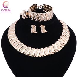 Wholesale Luxury Bridal Gold-color Jewellery Sets For Women Fashion Unique Nigerian Wedding African Beads Chokers Costumer Party