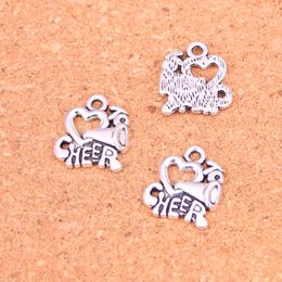 67pcs Antique Silver Plated I love to cheer Charms Pendants for European Bracelet Jewellery Making DIY Handmade 17*16mm