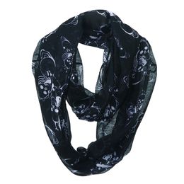 women and girls Chiffon Silk snoods Boa Fashion decorations Autumn Wrap Scarf Shawl Scarves Skull Dead neckerchief muffler Bandanna