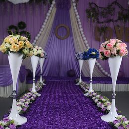 no including flower)Hotsale flower stand white metal wedding pillar / lead road for wedding stage in hall