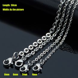 Real Titanium Stainless Steel Fashion Jewelry High Polished Collar O Shape Chains Necklace 50cm 4mm 5mm 6mm 8mm