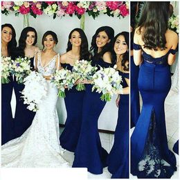 Convertible Guest Long Bridesmaid Dress Navy Blue Black Mermaid Lace Women Wear Formal Maid of Honour Dress For Wedding Party Gown Customised