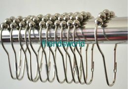 Polished Satin Nickel 5 Rollerball Shower Curtain Rings Curtain Hooks 7x4cm Wholesale