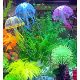 5.5" Glowing Effect Artificial Jellyfish Fish Tank Aquarium Decora Ornament Cool #R571