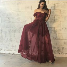 Long Prom Dresses Formal Lace Evening Gowns Applique A Line Party Dresses Off Shoulder maternity evening dress homecoming graduation gowns