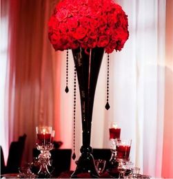 latest tall and large black Metal Flower Trumpet 123Vases Centerpieces For Wedding