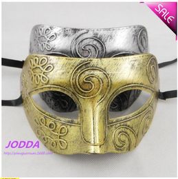 Costume Party Mask Men's retro Greco-Roman Gladiator masquerade masks Vintage Golden/Silver Mask silver Carnival Mask Halloween D150