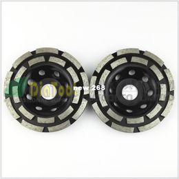 2PK Diamond double row Grinding Cup Wheel for granite and hard material, Diameter 4.5"/115mm, bore 22.23mm with 16mm washer