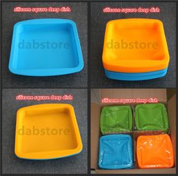 hot DHL free shipping silicone dish deep pan square shape 8"X8" friendly Non Stick Silicone Container Concentrate Oil BHO fda silicone tray
