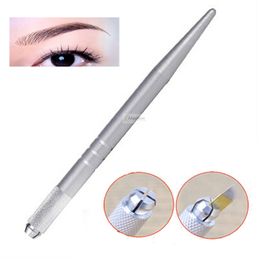 Metal eyebrow permanent makeup pen light Manual tattoo machine for microblading needle blade Munsu Tebori Pen
